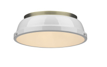 Golden 3602-14 AB-WH - Yep by Golden Lighting Duncan 2-light Flush Mount in Aged Brass and White shade